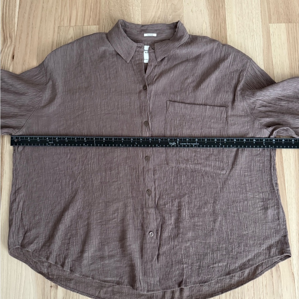 Abercrombie & Fitch Crinkle Oversized Button-Down Shirt Size Large - Picture 11 of 14
